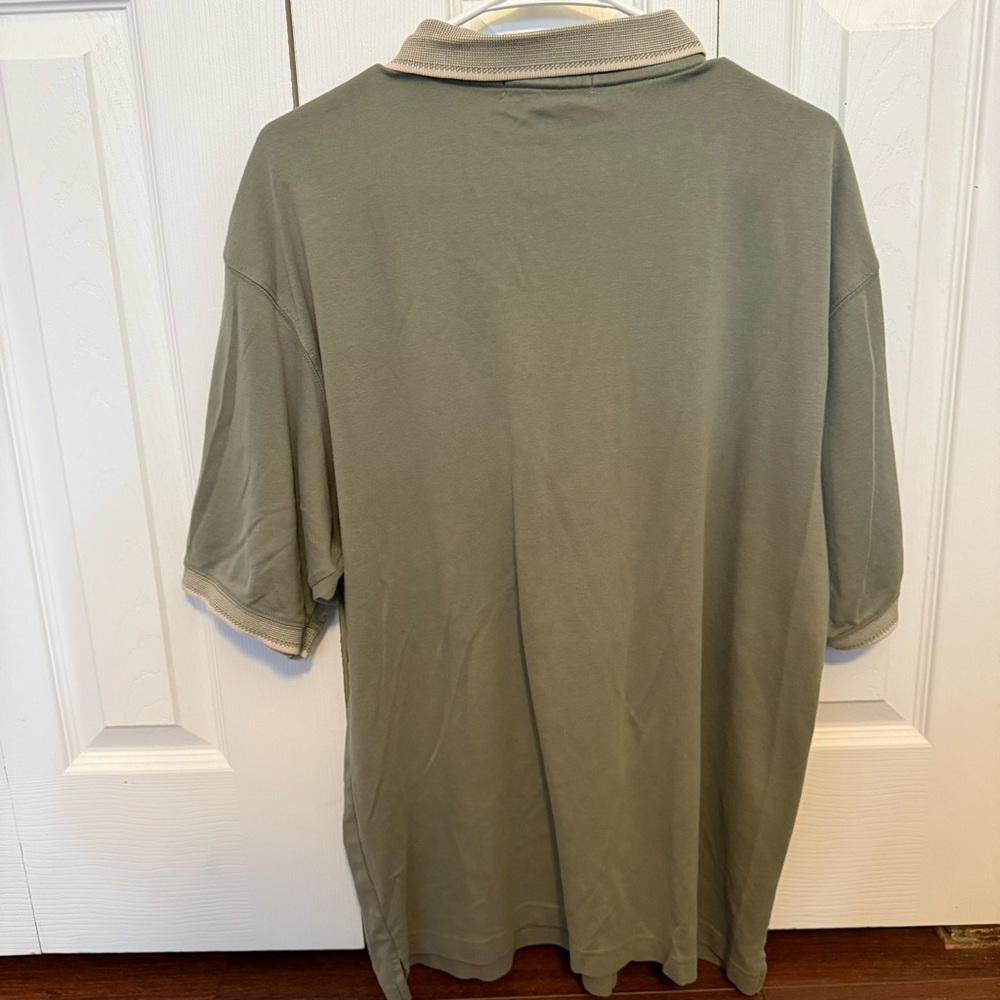 Geoffrey Beene Green Short Sleeve Pullover 3 Button Polo 100% Cotton Men’s L - Picture 2 of 9